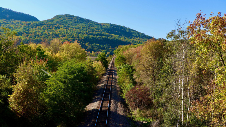 Train tracks in Adirondacks near Crown Point, New York