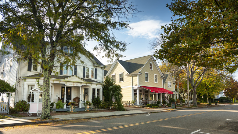 Main street in the Southold hamlet of Greenport in Long Island, New York