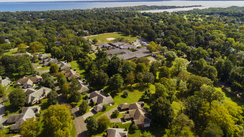 aerial view of Harrison, NY
