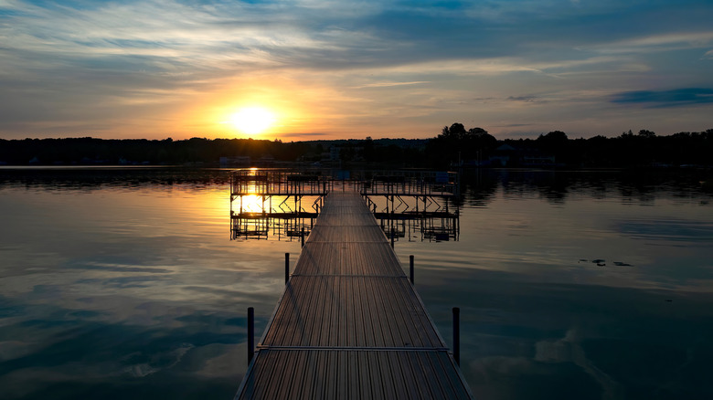 Sunset over a lake in Chautauqua County