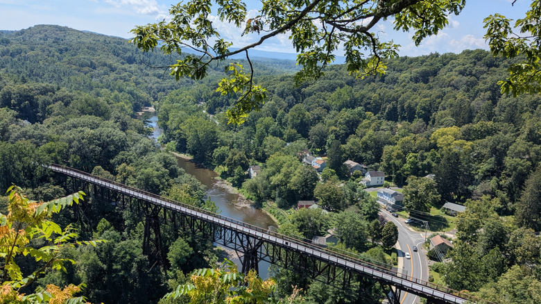 An aerial view of the Rosenberg Trestle leading to Joppenbergh Mountain