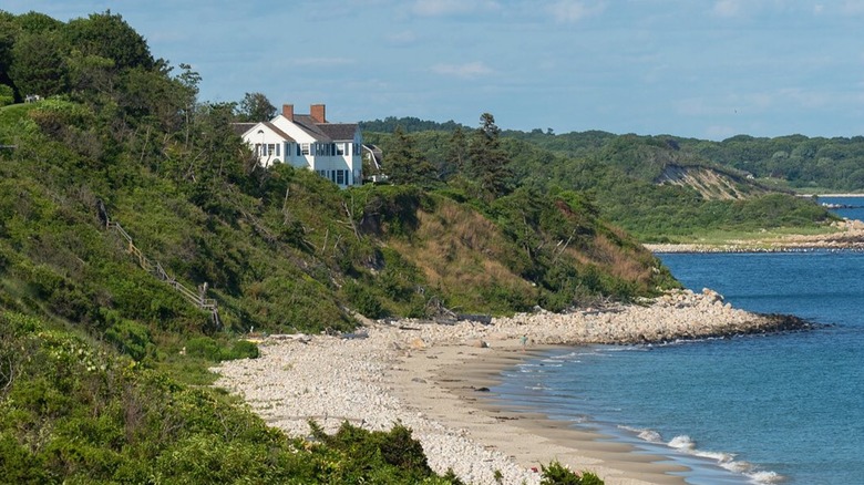 A private estate overlooking Isabella Beach on a sunny day on Fishers Island