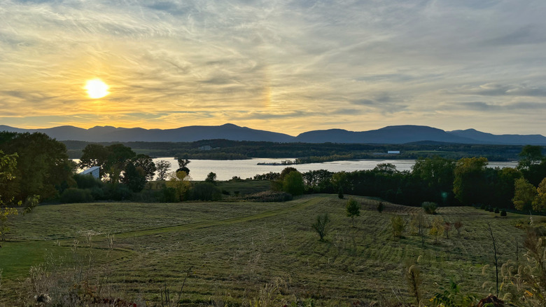 A countryside view in Germantown, New York during sunset