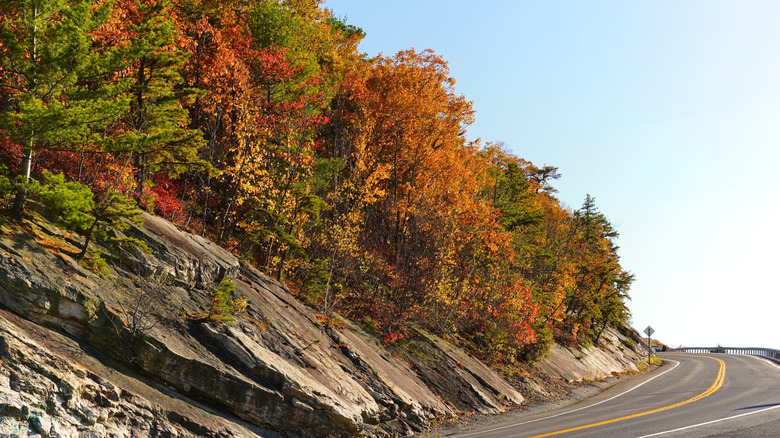 Scenic byway outside of Ellenville with fall foliage