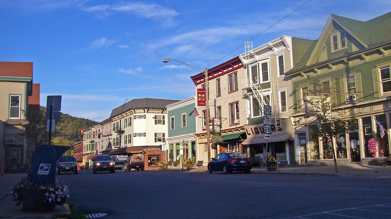 The two and three-story 19th and 20th century buildings of downtown Margaretville, NY
