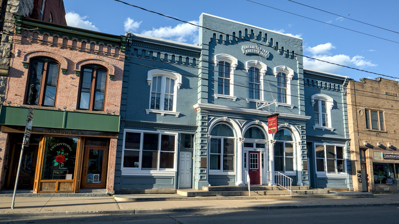 Facades of buildings in Downtown Ellenville, New York