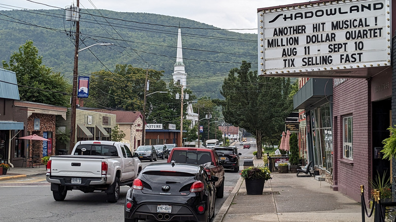 View of Ellenville, New York, from the outside of Shadowland Stages