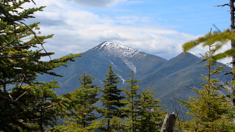 The snow-capped summit of Mount Marcy, New York's highest mountain, in the Adirondacks