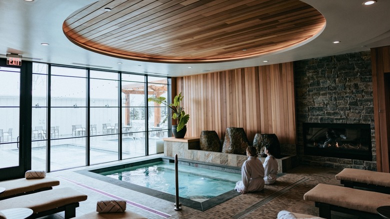 Women by plunge pool at the Skaneateles Fields Resort & Spa