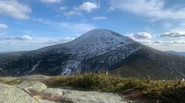 Algonquin Peak, New York's second-highest mountain, covered in snow in Adirondack Park