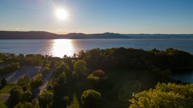 Sun setting over Croton Point Park