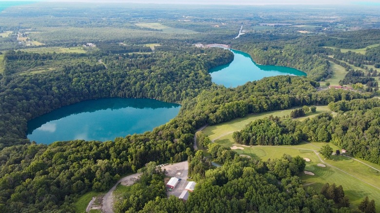 Green Lake and Round Lake surrounded by forest