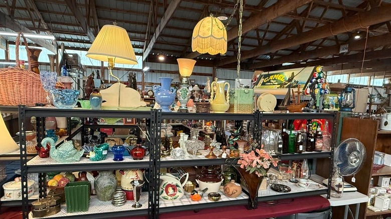 Selection of antique goods at flea market in Pulaski, NY.