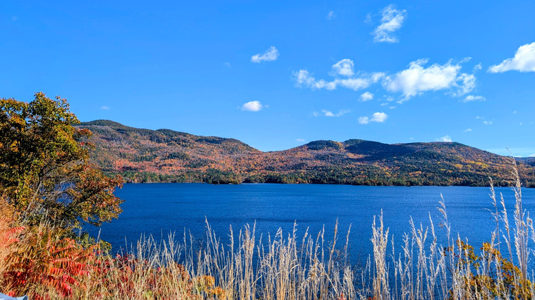 Lake George in autumn on a sunny day
