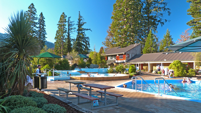 Lush greenery surrounds Hanmer Springs Thermal Pools & Spa