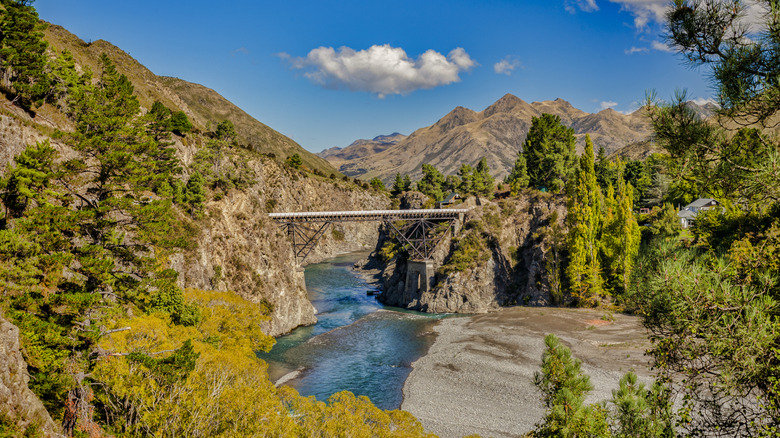 Ferry Bridge spans Waiau River near Hanmer Springs