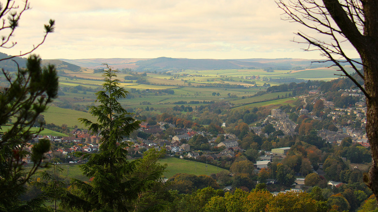 View of Rothbury and the surrounding countryside