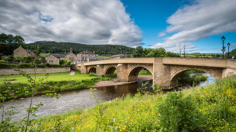 View of a bridge leading into the town of Rothbury