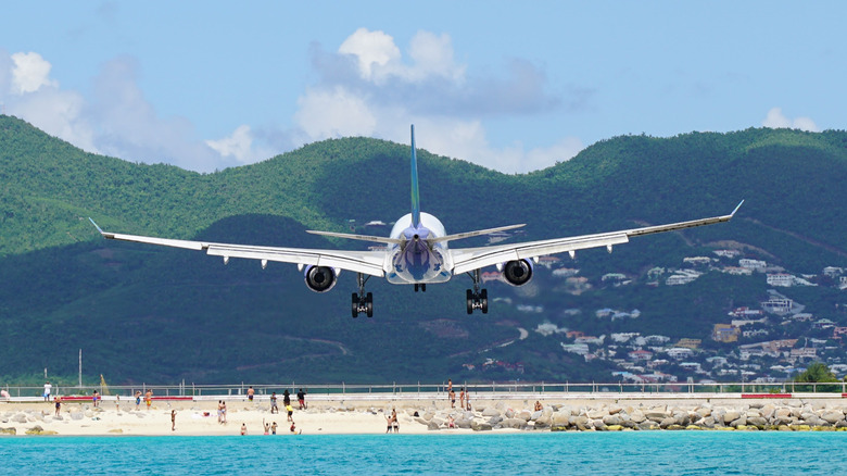 Airplane over caibbean