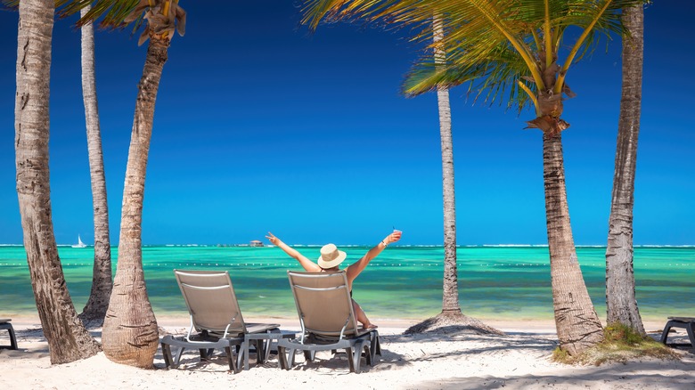 Woman on vacation in the Caribbean