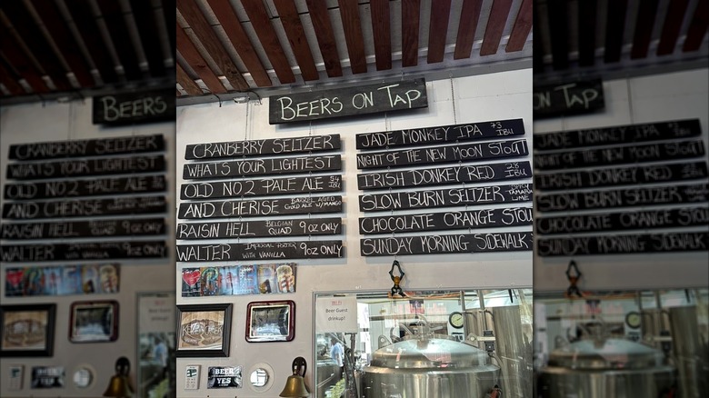 A variety of beers on tap at Kelsey Creek Brewing in Kelseyville, California