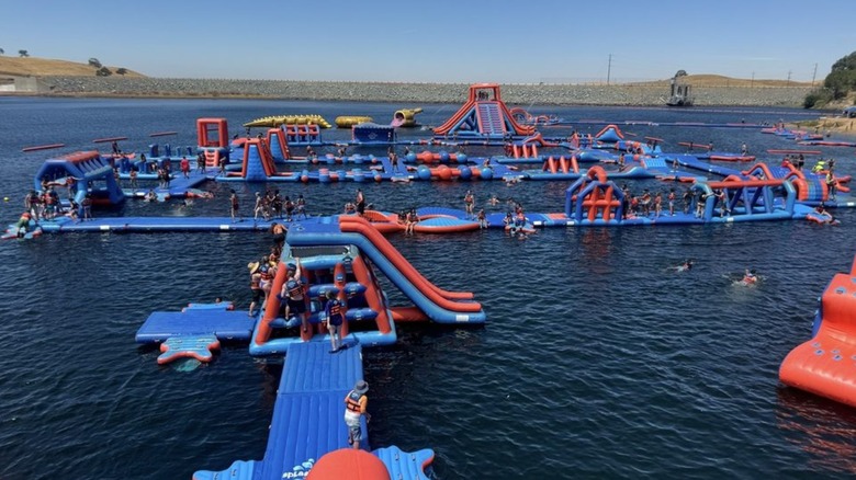 Inflatables on the water at Splash-n-Dash Aqua Park on Lake McSwain