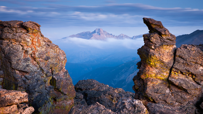 "The Rock Cut" with Longs Peak in the distance as viewed from Trail Ridge Road in Rocky Mountain National Park