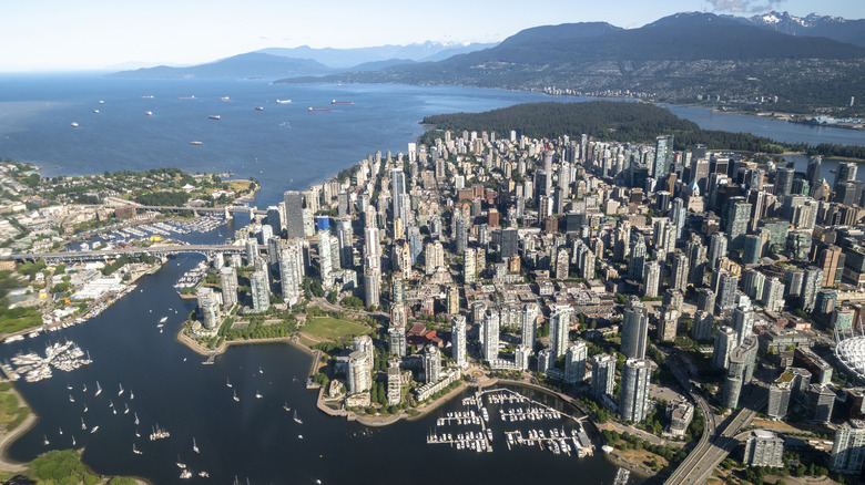 Vancouver set against the backdrop of mountains and ocean