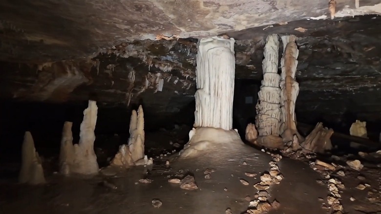 Stalactaties and stalagmites in Riverbluff Cave