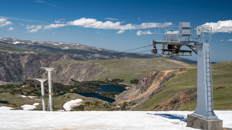 The top of Beartooth Basin's lift in Wyoming during summer skiing season