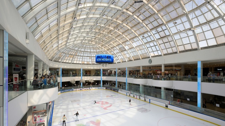 Iceskaters skate on ice at Ice Palace at Edmonton Mall