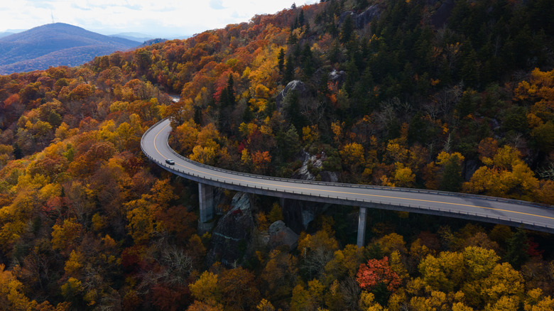 The Blue Ridge Parkway winds above Mortimer