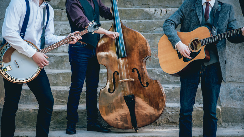 Musicians playing country music instruments