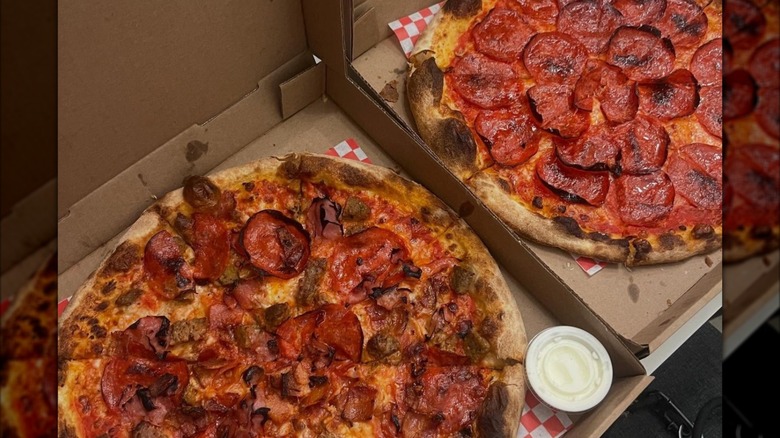 Two pizzas ina box from Pizzeria Don Luca in North Carolina