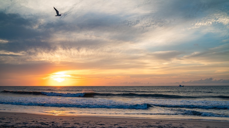 Sunset over beach in Rodanthe