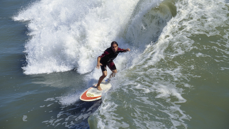 Surfer on waves at Cape Hatteras National Seashore