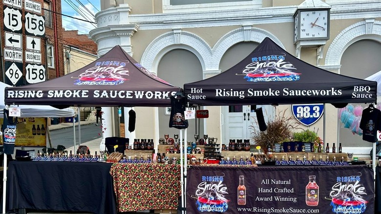 Two tents at the Hot Sauce Festival in Oxford, North Carolina
