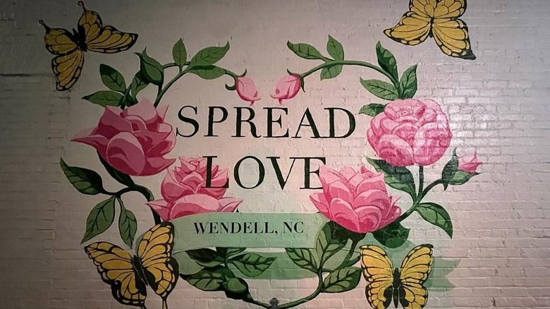 Flower and butterfly mural in Wendell, North Carolina