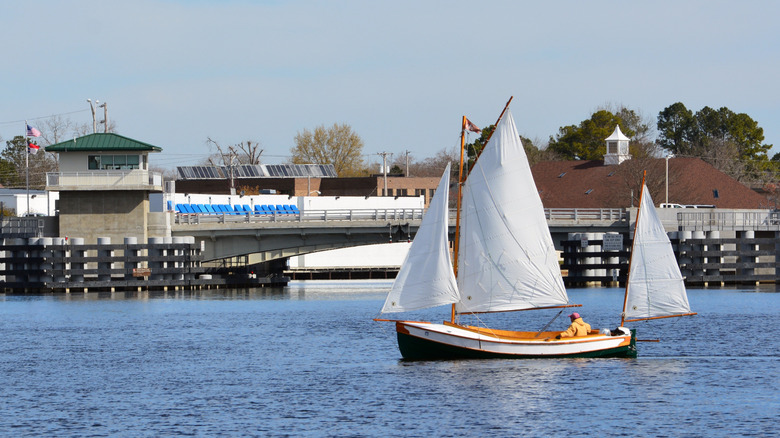 Sailboat on the Pasquotank River in Elizabeth City, North Carolina