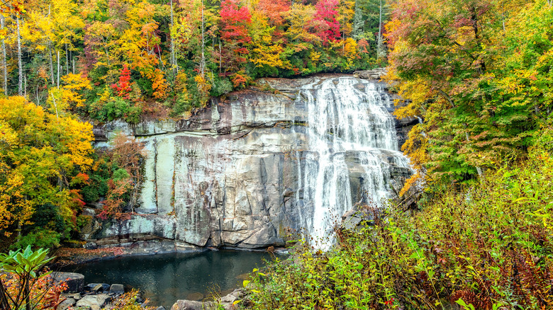 Rainbow Falls near Lake Toxaway in autumn