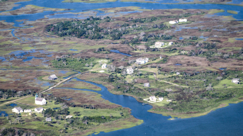 An aerial view of Portsmouth Island