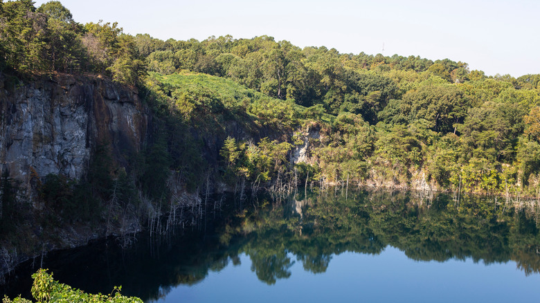 The Quarry at Grant Park in Winston-Salem, North Carolina, with water surrounded by bluffs and trees