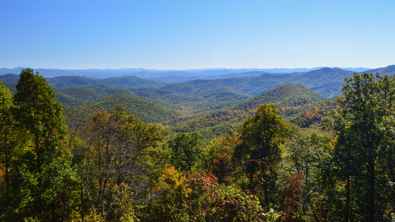A panoramic view of the Mills River Valley Overlook in Candler North Carolina