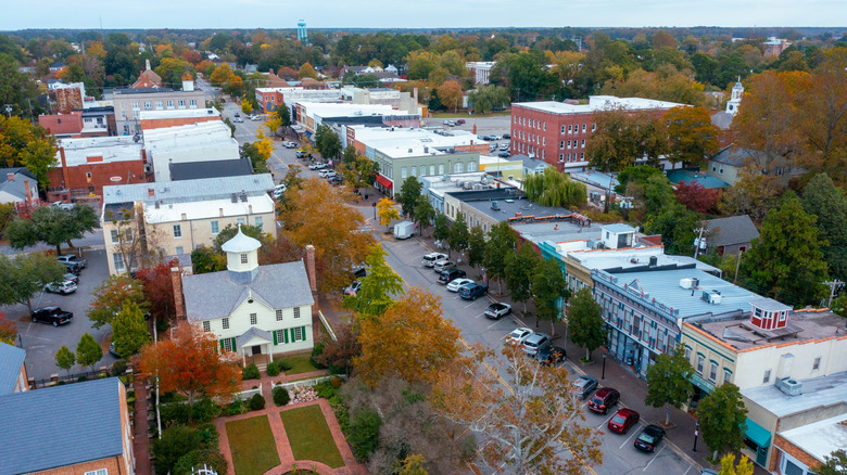Aerial view of historic downtown Edenton, North Carolina