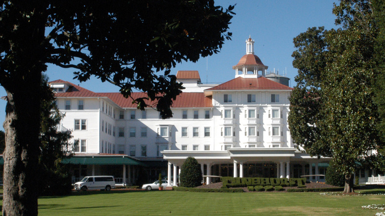 Exterior of the front entrance at Pinehurst Resort