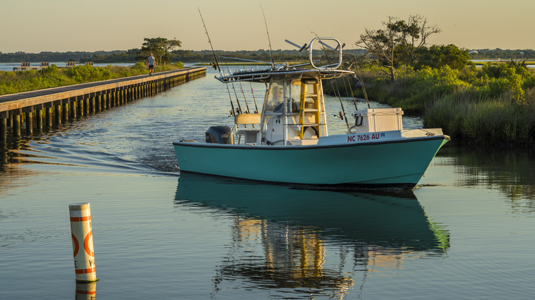 a fishing boat on the Bogue Sound in North Carolina
