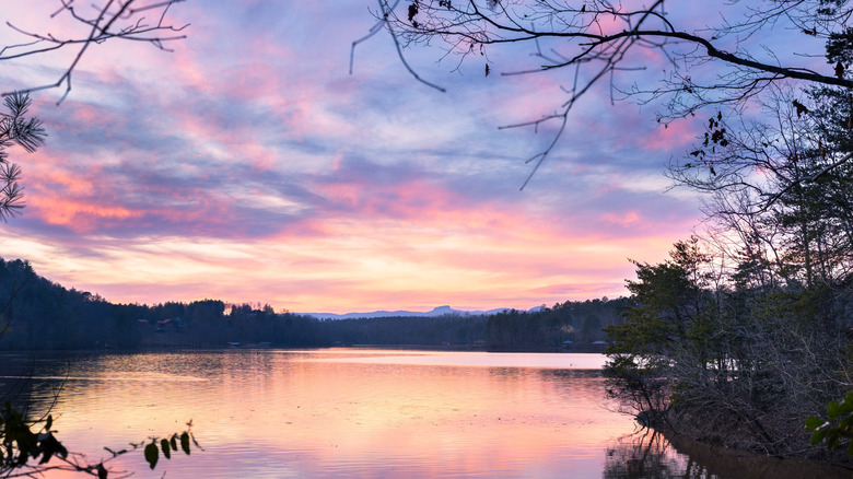 A view of Lake Rhodhiss at sunset