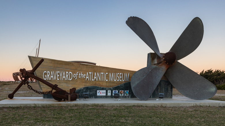 Exterior sign of the Graveyard of the Atlantic Museum in Hatteras, N.C.