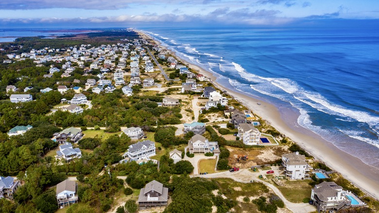 Aerial view of Corolla Beach, North Carolina