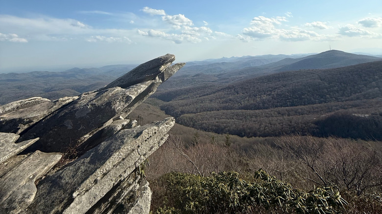 The Rough Ridge Overlook in winter on the Blue Ridge Parkway